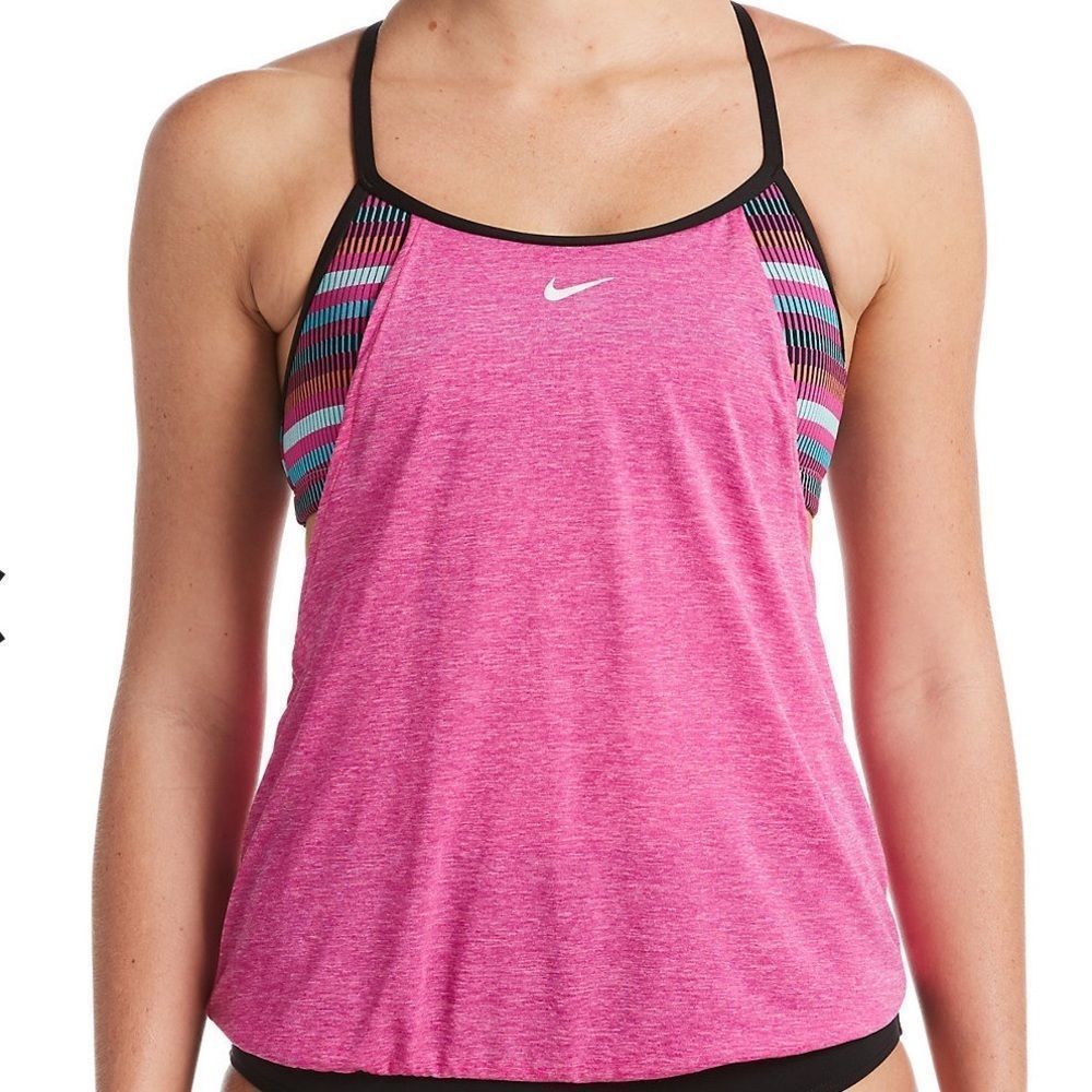 Nike Textured Stripe Layered Tankini Top